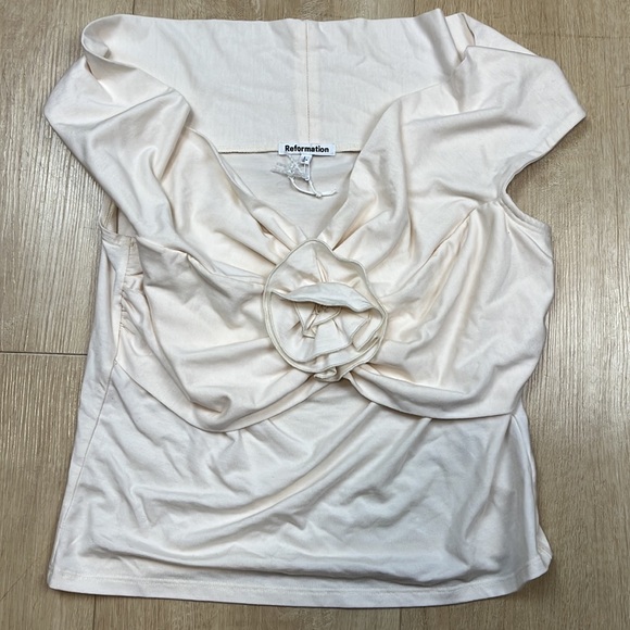 Reformation Emerald Knit Top in Horchata, LARGE 1402 - Picture 5 of 9